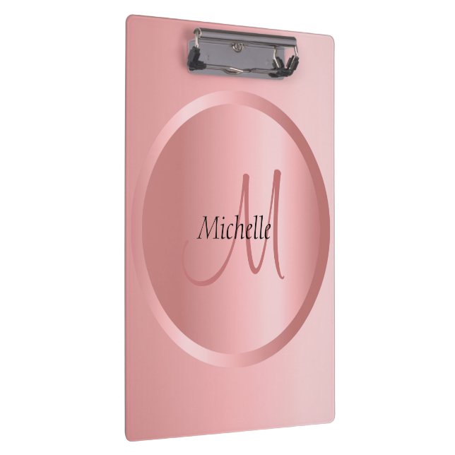 Rose Gold Mit Monogramm Moderne Elegante Vorlage Klemmbrett (Rechts)