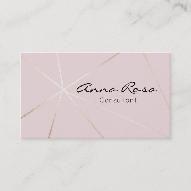 *~* Rose Gold Modern Foil Trendy Pink Geometrie Visitenkarte (Vorderseite)