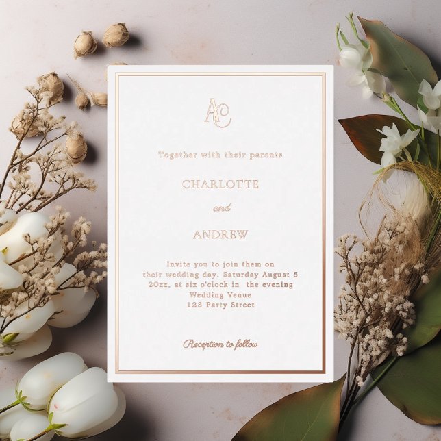 Rose gold modern monogram luxury wedding folieneinladung (Von Creator hochgeladen)