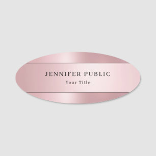 Rose Gold Moderne elegante Minimalistische Vorlage Namensschild