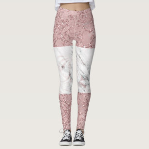 Rose Gold Moderne Glam Marmor & Glitzer Dekorativ Leggings