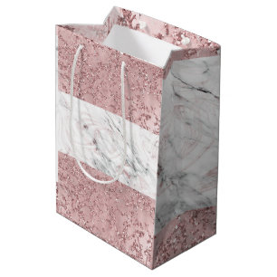 Rose Gold Moderne Glam Marmor & Glitzer Dekorativ Mittlere Geschenktüte