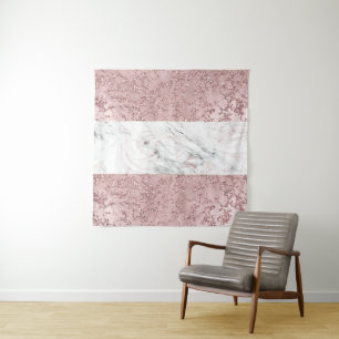 Rose Gold Moderne Glam Marmor & Glitzer Dekorativ Wandteppich