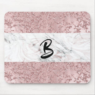 Rose Gold Moderne Glamour Marmor & Glitzer Dekorat Mousepad