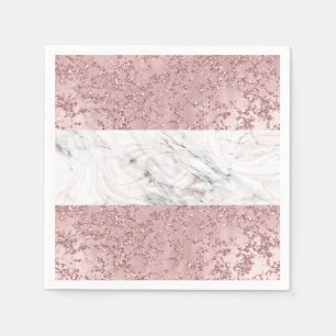 Rose Gold Moderne Glamour Marmor & Glitzer Dekorat Serviette