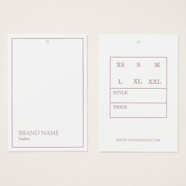Rose Gold Moderne Hang Tags (Vorne & Hinten)