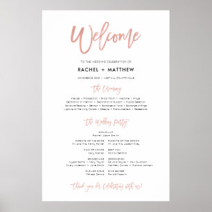 Rose Gold Moderne Märchen-Hochzeitsprogramm-Tafel Poster