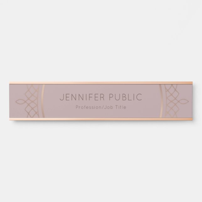 Rose Gold Moderne Minimalistische Vorlage Elegant Türschild (Vorderseite )