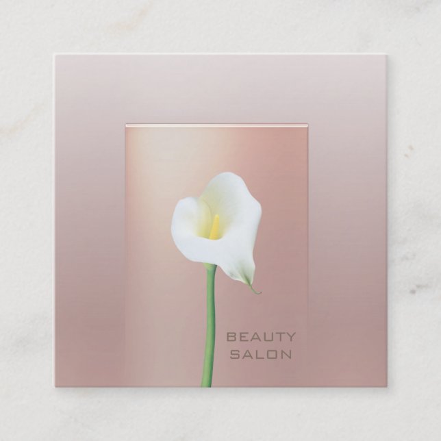 Rose Gold Moderne Perle Calla lily Quadratische Visitenkarte (Vorderseite)