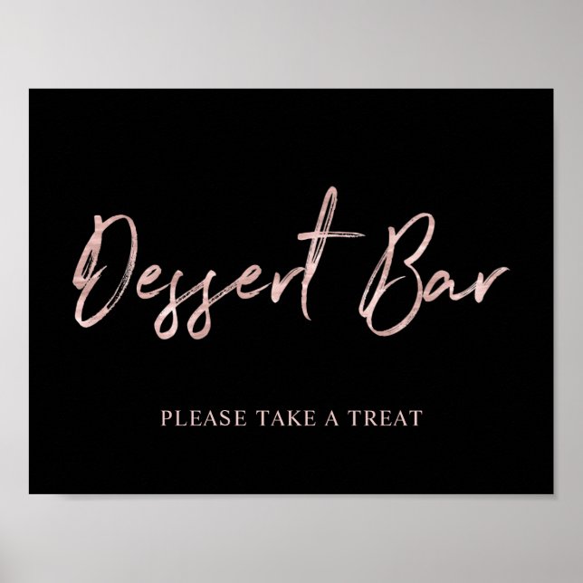 Rose Gold Moderne Pinselstriche Bar Poster (Vorne)