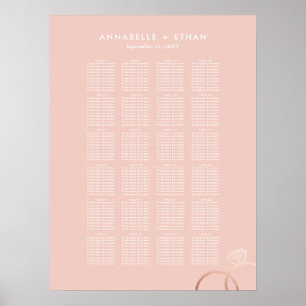 Rose Gold Moderne Rings Blush Wedding Chart Poster