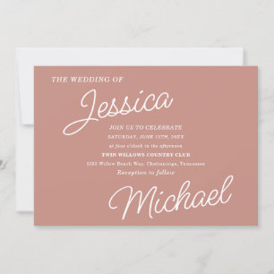 Rose Gold Moderne Schrift Minimalistisch Stylisch  Einladung