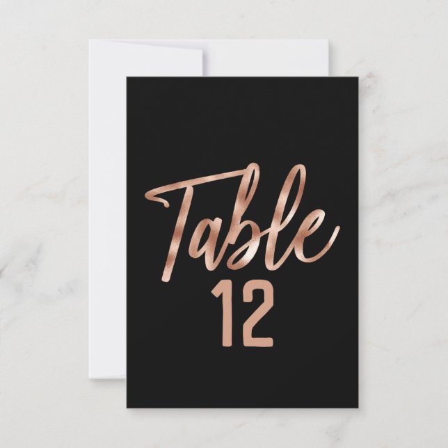 Rose Gold Moderne Typografie Hochzeiten Tischnumme Einladung (Vorderseite)