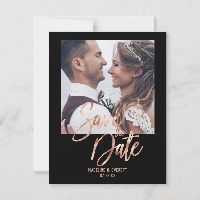 Rose Gold Moderne Typografie Save the Date Foto (Vorderseite)