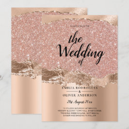 Rose Gold Moderner Glamour Hochzeitsempfang Einladung