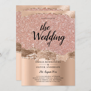 Rose Gold Moderner Glamour Hochzeitsempfang Einladung