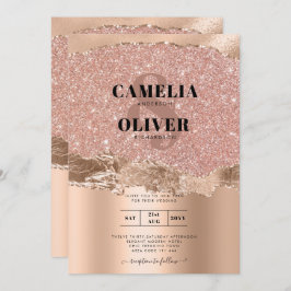 Rose Gold Moderner Glamour Hochzeitsempfang Einladung