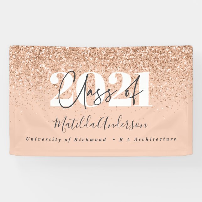 Rose gold Modernes Drehbuch Stilvolles Abschluss B Banner (Horizontal)