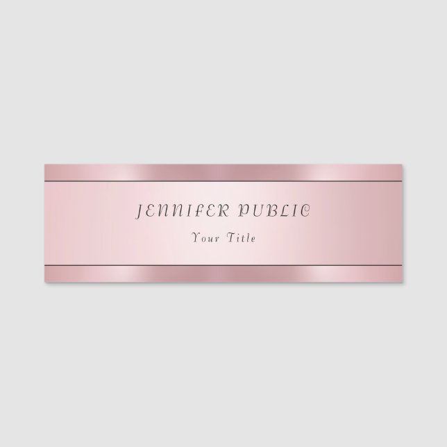 Rose Gold Modernes elegantes Template Rectangle Namensschild (Vorderseite)