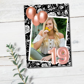 Rose Gold Modernes Foto 19. Geburtstagsparty Einladung