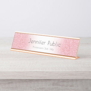 Rose Gold Modernes Template Beruflich D anpassen Schreibtischnamensplakette