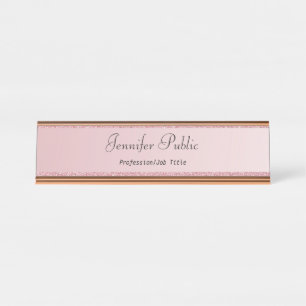 Rose Gold Modernes Template Beruflich Elegant Schreibtischnamensplakette