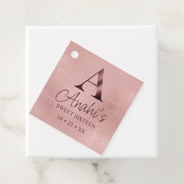 Rose Gold Monogram 16 . Geburtstag Geschenkanhänger (Beispiel)