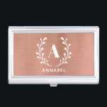 Rose Gold Monogram, beliebig Anfangs- und Namenssp Visitenkarten Dose<br><div class="desc">Personalisieren Sie mit Ihrem eigenen Initial. © Gorjo Designs. Made for you via Zazzle Plattform.</div>