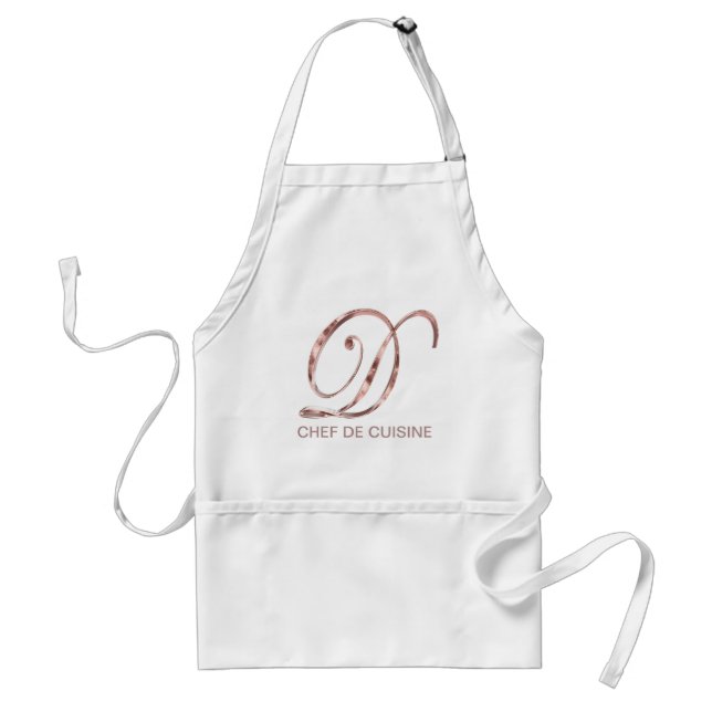 Rose Gold Monogram D Koch de Cuisine oder Ihr Text Schürze (Vorne)
