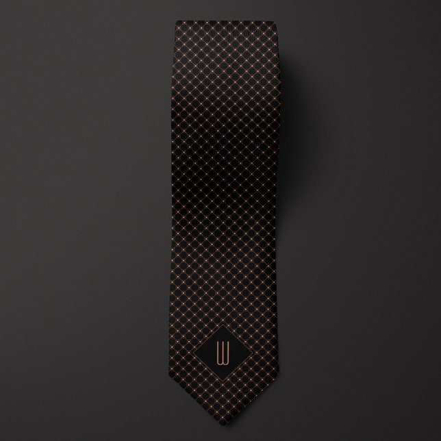 Rose Gold Monogram Diamond Pattern Neck Tie Krawatte (Von Creator hochgeladen)