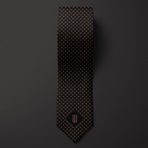 Rose Gold Monogram Diamond Pattern Neck Tie Krawatte