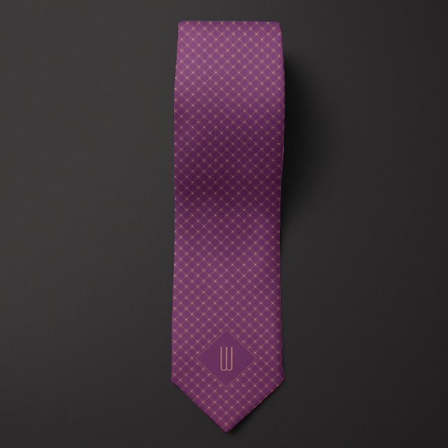 Rose Gold Monogram Diamond Pattern Neck Tie Krawatte (Von Creator hochgeladen)