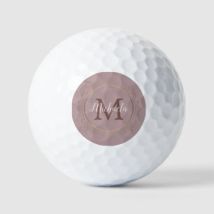 Rose Gold Monogram Elegante Moderne Vorlage Golfball