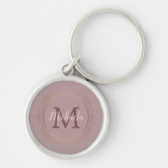 Rose Gold Monogram Elegante Moderne Vorlage Schlüsselanhänger (Vorne)
