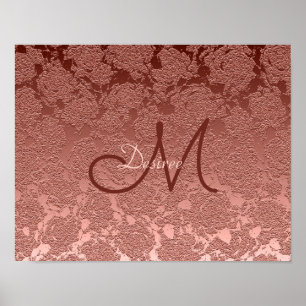 Rose Gold Monogram Elegantes Muster Poster