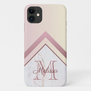 Rose Gold Monogram Geometric Zickzack Marble Case-Mate iPhone Hülle