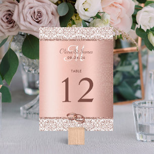 Rose Gold Monogram Große Hochzeitsskala Tischnumme