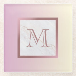 Rose Gold Monogram Marble Lila Ombre Glasuntersetzer