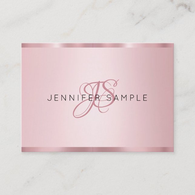 Rose Gold Monogram Modern Elegant Einfach Visitenkarte (Vorderseite)