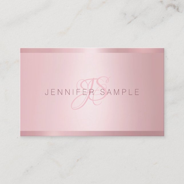 Rose Gold Monogram Modern Simple Template Visitenkarte (Vorderseite)