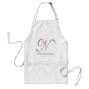 Rose Gold Monogram N Koch de Cuisine oder Ihr Text Schürze
