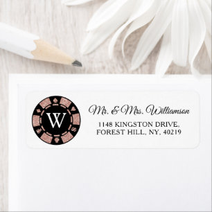 Rose Gold Monogram Poker Chip Casino Hochzeit