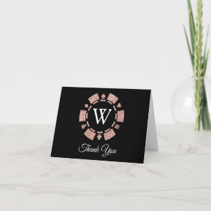Rose Gold Monogram Poker Chip Casino Hochzeit Dankeskarte