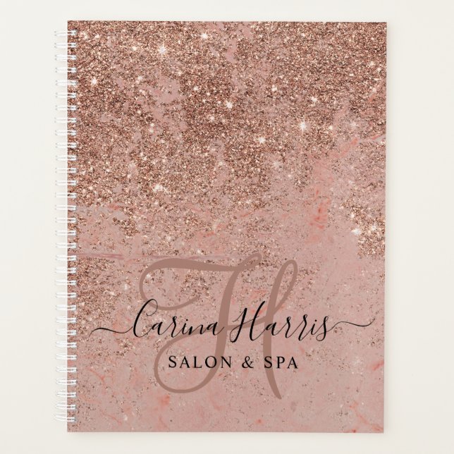 Rose Gold Monogram Salon Terminbuch Planer (Vorderseite)
