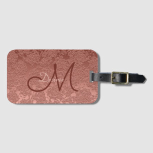 Rose Gold Monogram Script Moderne Elegante Blumens Gepäckanhänger