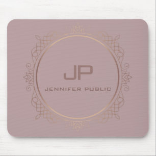 Rose Gold Monogram Template Elegant Moderne Mousepad