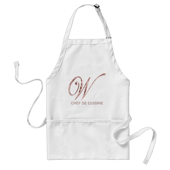 Rose Gold Monogram W Koch de Cuisine oder Ihr Text Schürze (Vorne)