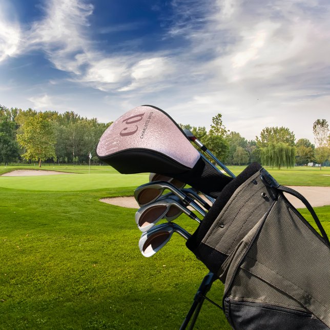 Rose Gold Monogramm Glitzer Tropfen nennen glamour Golf Headcover (Von Creator hochgeladen)