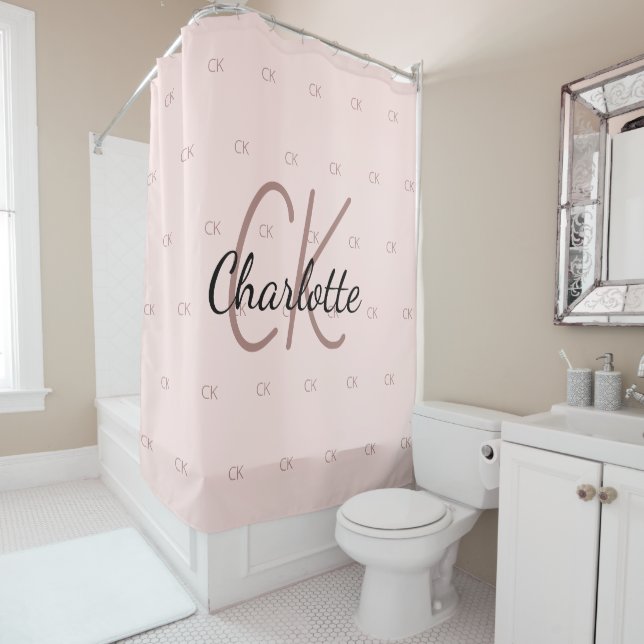 Rose Gold Monogramm Initialen Name Duschvorhang (Beispiel)
