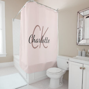 Rose Gold Monogramm Initialen Name minimalistisch Duschvorhang